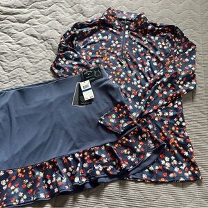 Women’s Calloway Floral Long-Sleeve Top and Skort Set Size XL NWT